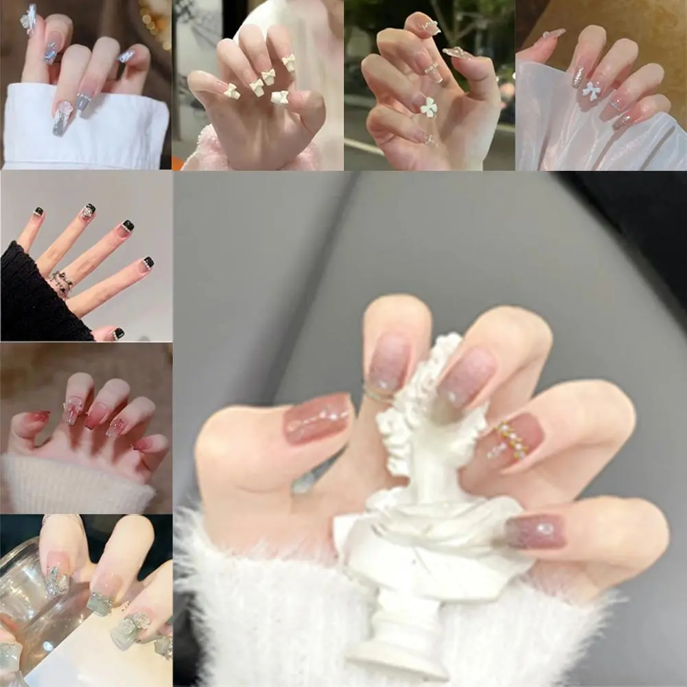 Miếng Dán Móng Nghệ Thuật Có Thể Đeo Được Qianjin, Sáng Bóng, Dễ Thương Và Gợi Cảm, Nghệ Thuật Giả Dài Cao Cấp, Có Thể Đeo Được, B6D7