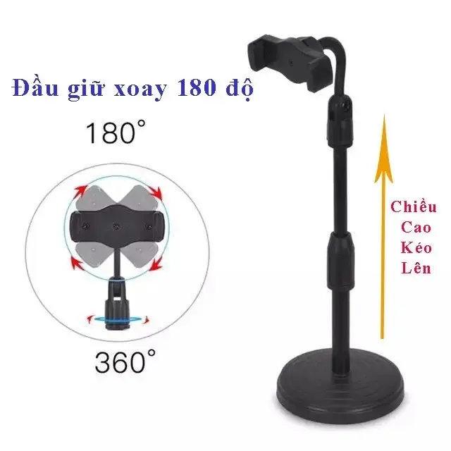 Giá đỡ điện thoại để bàn có thể điều chỉnh chiều cao 3