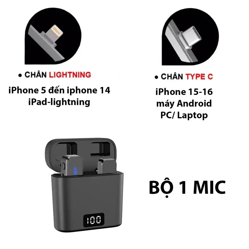 Mic Thu Âm không dây GAERU M3 PRO Cao Cấp, có hộp sạc, 1 mic hoặc 2 mic khử ồn mạnh mẽ cho Táo và Android micro  không 7