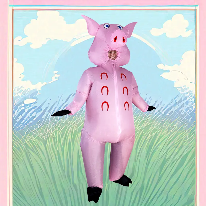 Inflatable Pig Costume, Cute Inflatable Pig Clothing, Funny Inflatable Costume for Halloween, Christmas, Birthday Party, Cosplay, Party Supplies, Menswear 0
