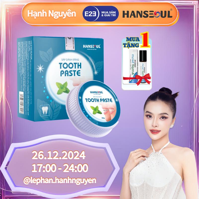Kem sáp trắng răng Tooth Paste HANSEOUL thành phần thiên nhiên làm sạch và làm trắng răng, giảm hôi miệng 25g