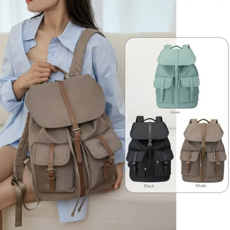 Multi Pocket Women Backpack Large Capacity School Bag For Girls Waterproof Nylon Travel Backpacks