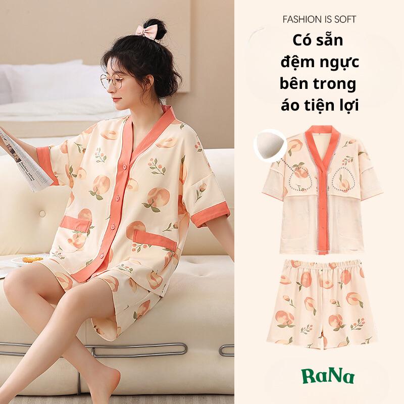 Bộ quần áo mặc nhà, đồ bộ mặc ngủ có may sẵn đệm ngực phong cách trẻ trung hiện đại, phù hợp bạn nữ không thích mặc bra