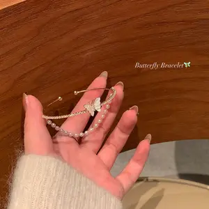 Gelang kupu-kupu dua lapis Mutiara Kemewahan Ringan Wanita