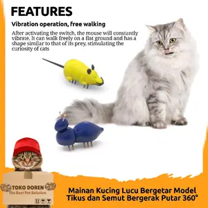 Mainan kucing lucu bergetar model tikus dan semut / Mainan interaktif kucing bergerak putar