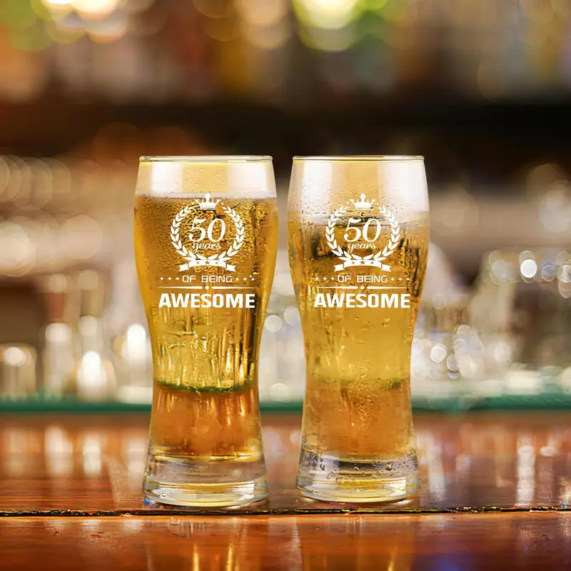 Joymaking Personalised Pint Glass 15oz for Men's 50th Birthday Gifts 2