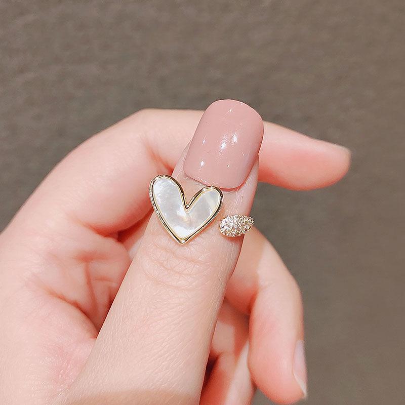 Product Introduction of 2024 New Japanese and Korean Ins Love Ring Female Tide, Niche Design Fashionable Light Luxury Individual Cold Wind Open Index Finger Ring 6
