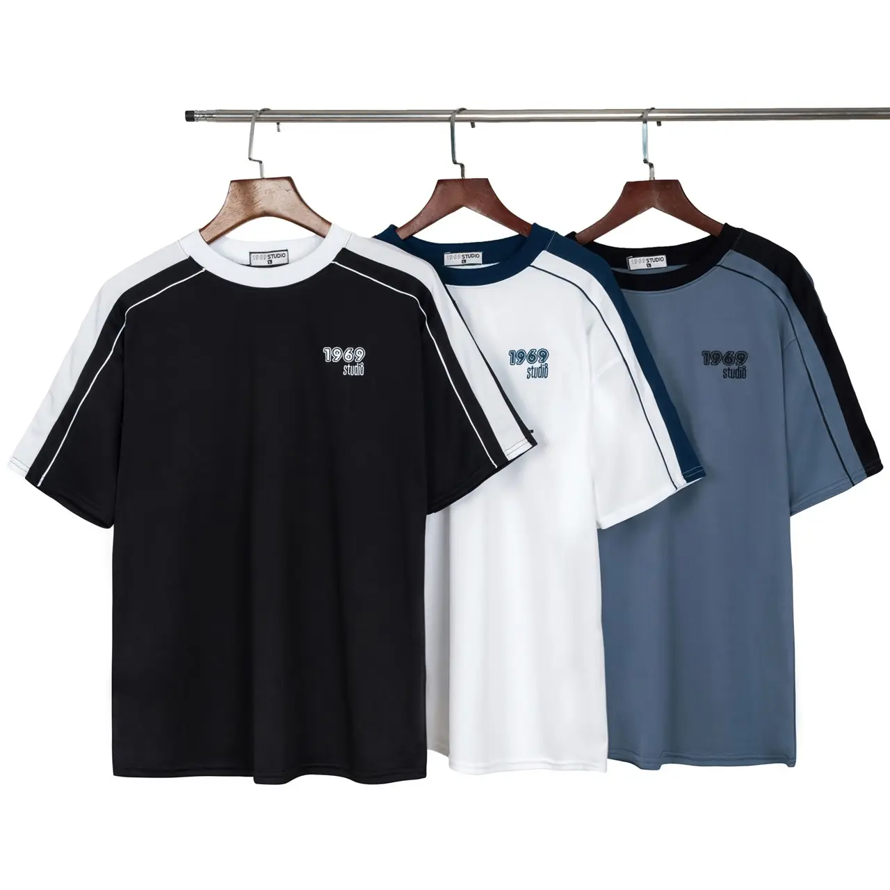 1969STUDIO Áo Thun Nam Nữ Raglan Phối Tay Hot Trend Form Rộng Tay Lỡ Unisex Top Cổ Tròn