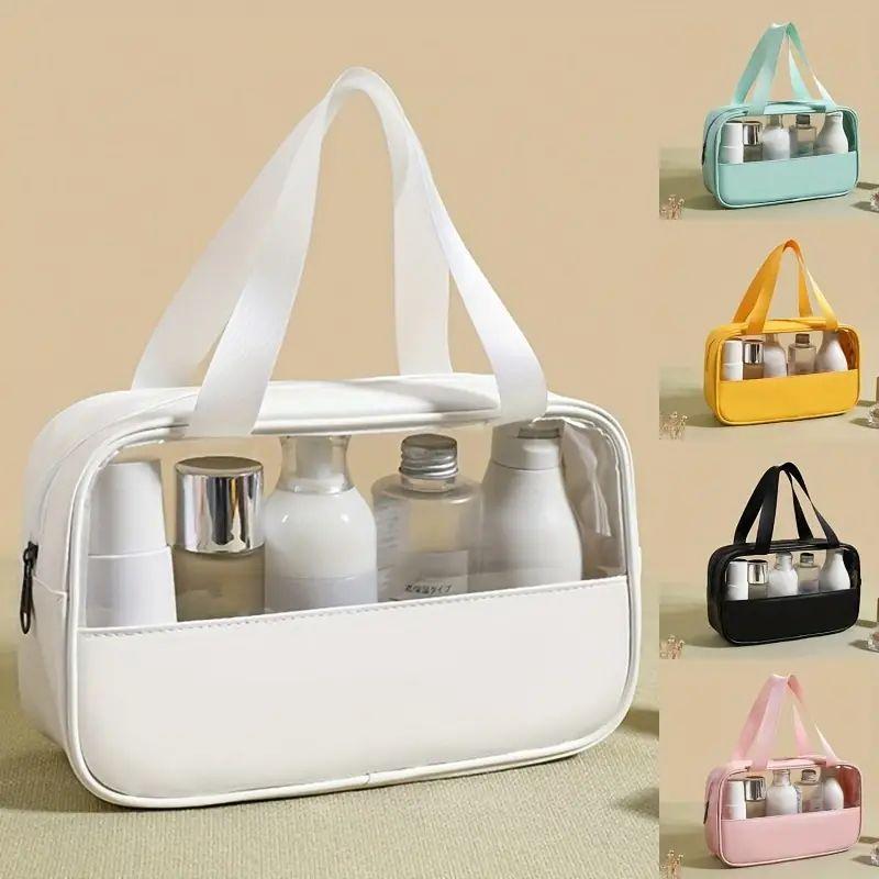 Clear Waterproof Makeup Bag, 3 Counts/set Large Capacity Cosmetic Storage Bag with Zipper, Portable Travel Toiletry Organizer Pouch for Skincare, Lotion, Shampoo, Shower Gel, Skin Care Supplies 2