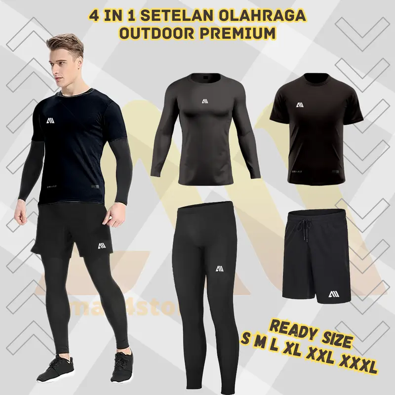 PROMO best seller 4 IN 1 Stelan Olahraga Jersey + Baselayer + Kolor + Lagging Size M /L / XL / XXL / 3XL Sport 0