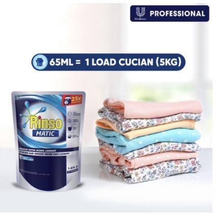 Rinso Matic Professional Deterjen Laundry Kiloan Cair 1.65L Rinso Cair Matic 1.65L Liquid Detergent 2