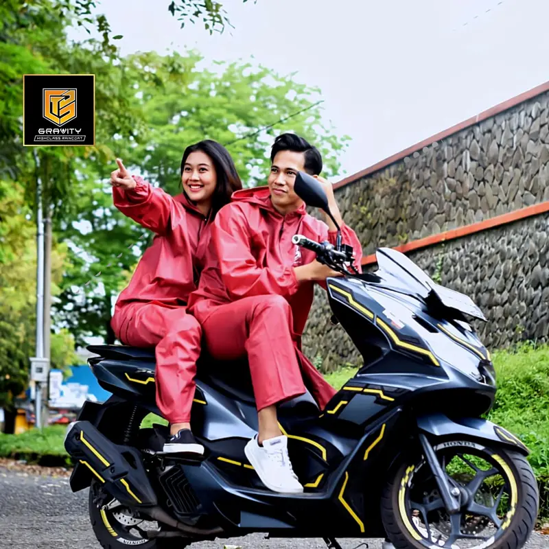JAS HUJAN, RAINCOAT Dewasa GRAVITY Pria dan Wanita Original Anti Rembes Pvc Tahan air PVC Sepeda Motor ringan warna lain 1