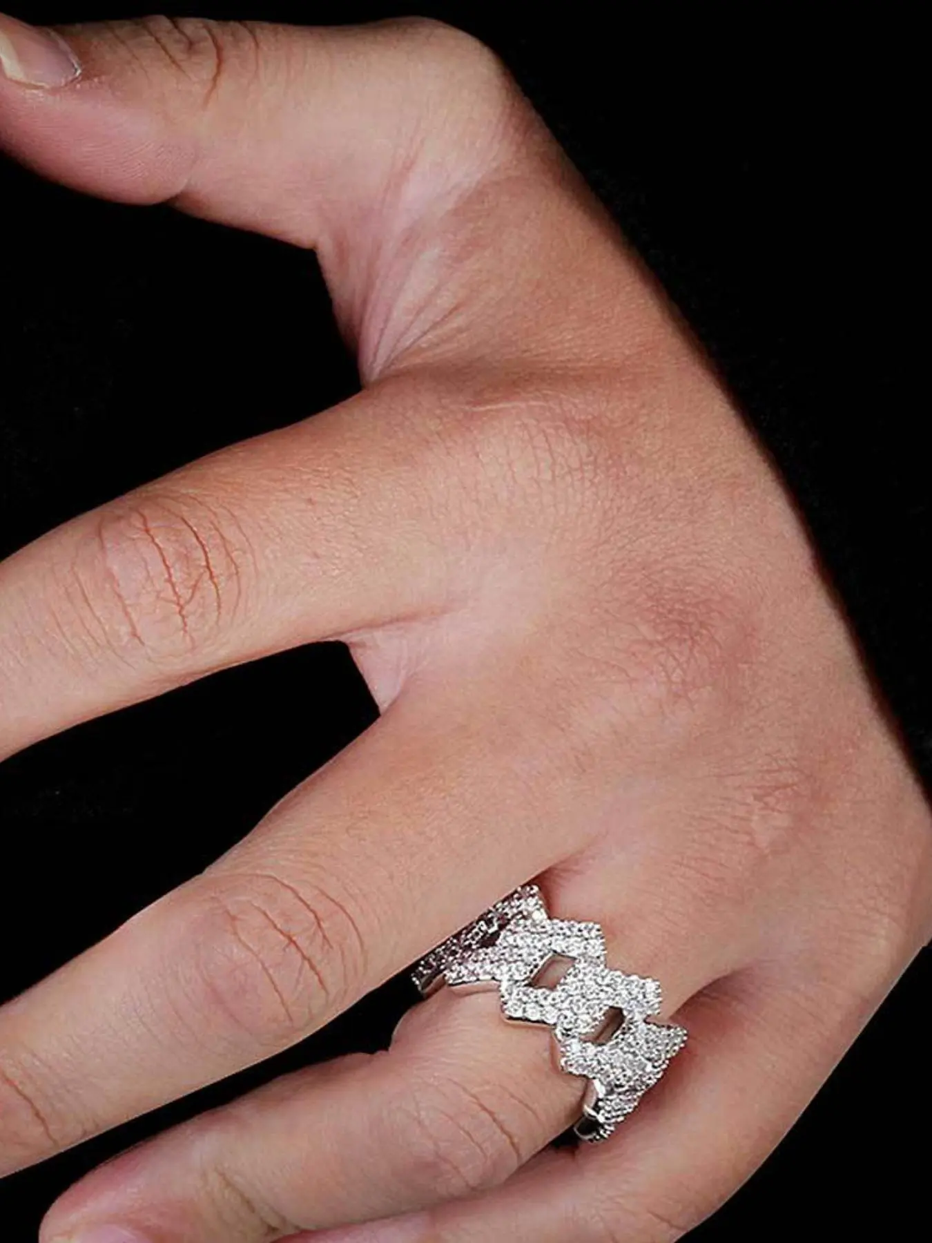 Cubic Zirconia Decorated Cuban Link Ring, Fashion Accessories for Both Men & Women, Fashion Jewelry for Party, Daily Clothing Decor, Trendy All-match & Exquisite Jewelry for Birthday Gift