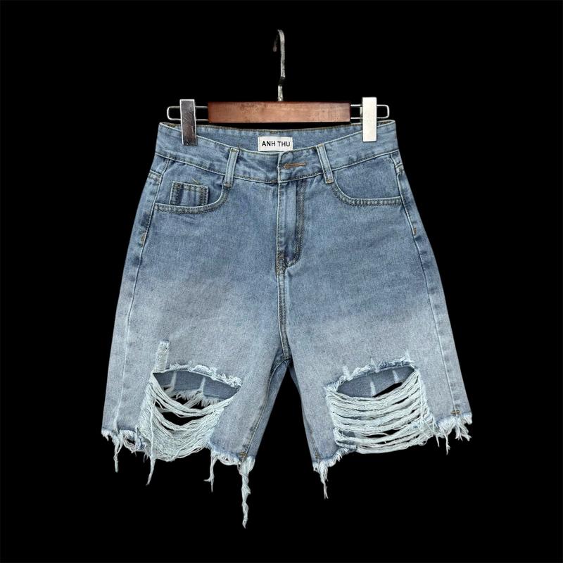 (MỚI) Quần Jeans Ngố Nữ Rách Trước Và Sau Tua Lai Cá Tính Women Pants 4