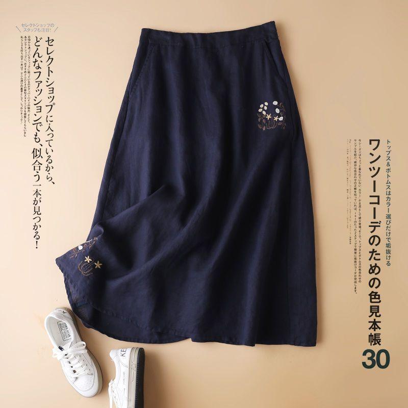 Product Introduction of Váy Thêu, Chất Liệu Cotton Và Vải Lanh, Kiểu Xếp Ly Váy xòe Cạp Cao Co Giãn Nửa Mỏng Và Dáng Rộng Rãi, Váy Chữ A Thường Ngày Nghệ Thuật, Phong Cách 2024 3