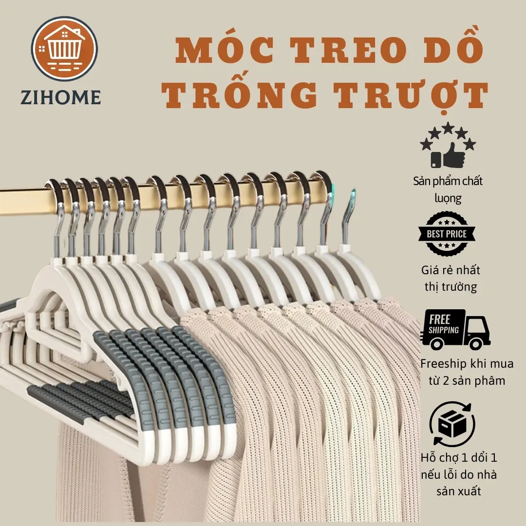 Combo 10 móc treo quần áo – Chất liệu bền đẹp, chịu lực tốt -Phù hợp cho mọi loại quần áo