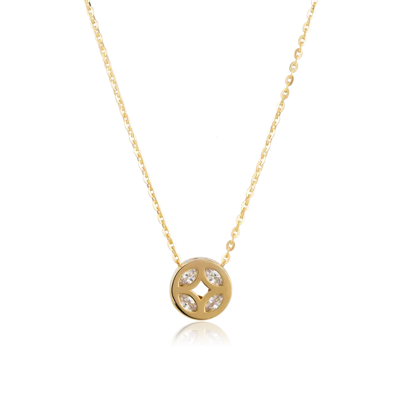 HuyThanhJewelry PTB388 Bộ trang sức Dây Chuyền & Bông Tai Vàng 14k Lộc Phát Lộc 2