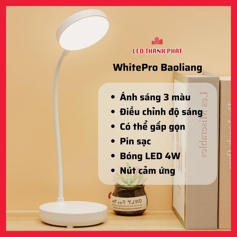 Đèn bàn học WhitePro BaoLiang 3 màu ánh sáng, điều chỉnh mức độ sáng chống cận bảo vệ thị lực den hoc