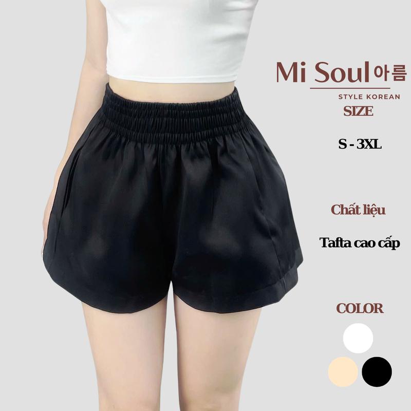 Quần Short Tafta Cạp Cao Lưng Chun Có Lớp Lót Trong BigSize Quần Đùi Nữ Ống Rộng MiSoul 322 Women Pants