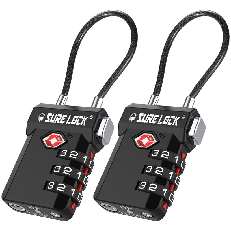 SURE LOCK TSA Approved 3-Digit Combination Luggage Locks – Open Alert ...