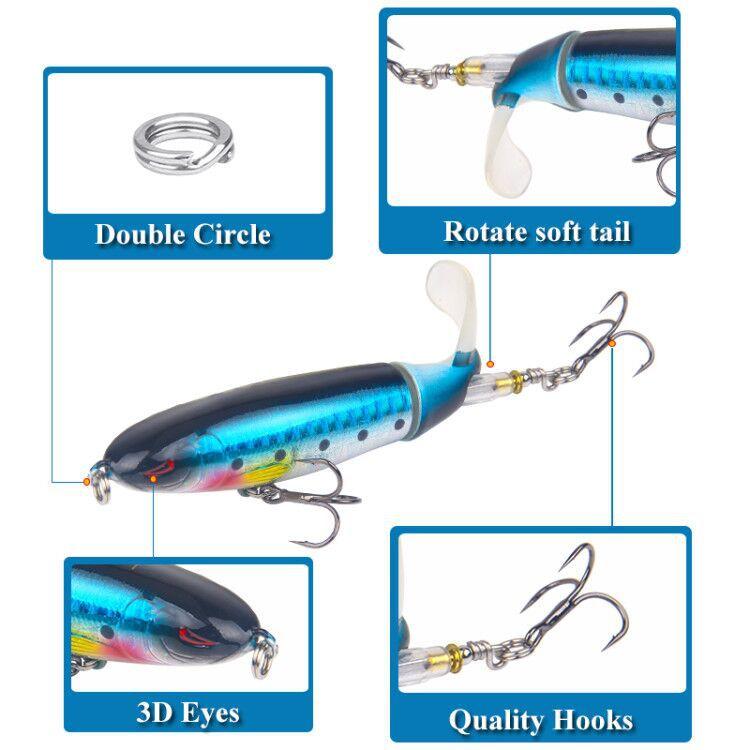 Umpan Casting Propeller Water Tractor 10cm/13gr Umpan Pancing Ikan Ekor Berputar Treble Kail Metal 3