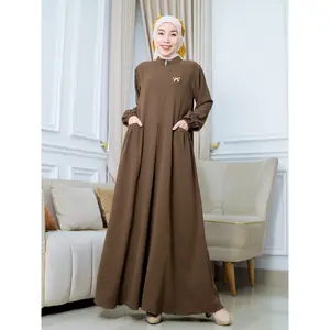 Zahwa Dress Baju Gamis Casual Size S-M L-XL 3L-XXL Pakaian Muslim Wanita Bahan Sabrina Anti UV