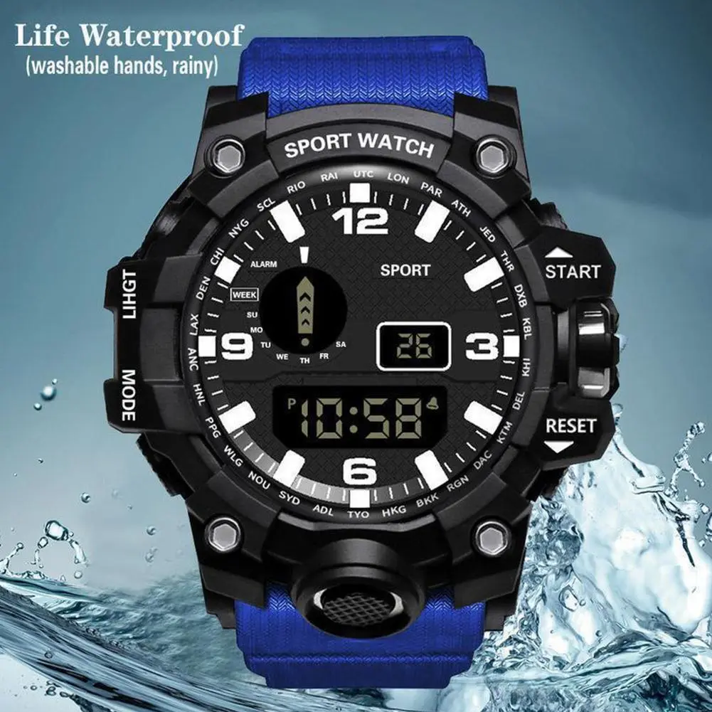 Jam Tangan Elektronik Pelbagai Fungsi, LED, Jam Tangan Sukan Luaran, Kalis Air, Untuk Kanak-kanak, 1pc, Q5N2 Watches