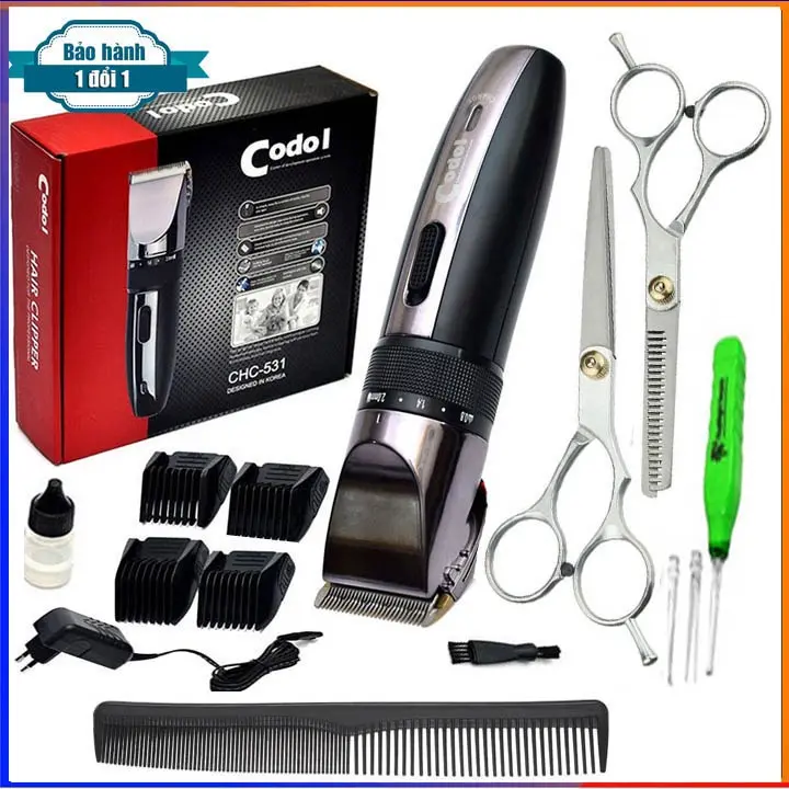 Tông Đơ Cắt Tóc Codol 531, Máy Hớt Tóc Nam Người Lớn Trẻ Em Kèm Cữ Lược Sạc An Toàn Đa Năng Tiện Lợi FullBox FERADO