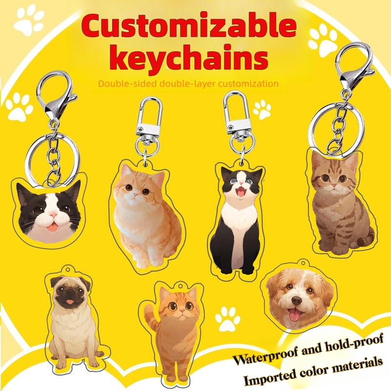 Customizable private pet keychain cute cat and dog portrait acrylic ...