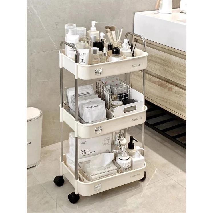 Kệ Gấu 3 Tầng Đa Năng sunmix Kệ Đựng Đồ Có Bánh Xe Đẩy Đa Năng kệ spa Kitchen Inox Nhà Bếp