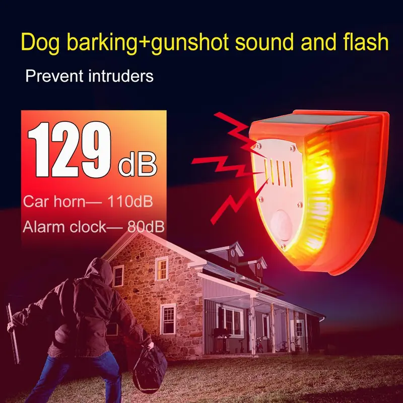Solar Powered Outdoor Alarm, Solar & DC Charging Mode Security Alarm with 3 Alarm Modes, Security Alarm for Home, Villa, Farm & Yard 5