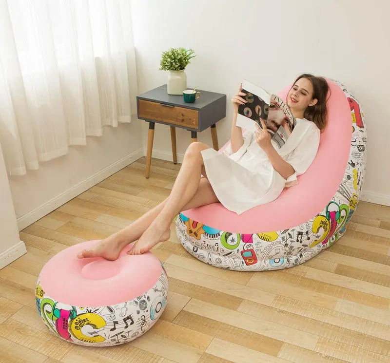 Đệm hơi, ghế hơi tựa lưng họa tiết Kèm bơm điện 2 chiều 4