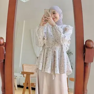 KIYOMI Blouse  Motif Floral Lengan Panjang Korean Look