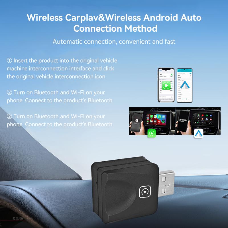 Product Introduction of 2 in 1 USB Mini Wireless Carplay Adapter for Android Auto Smart Box Plug and Play Bluetooth 5.0 For Peugeot Kia Volkswagen Toyota 21