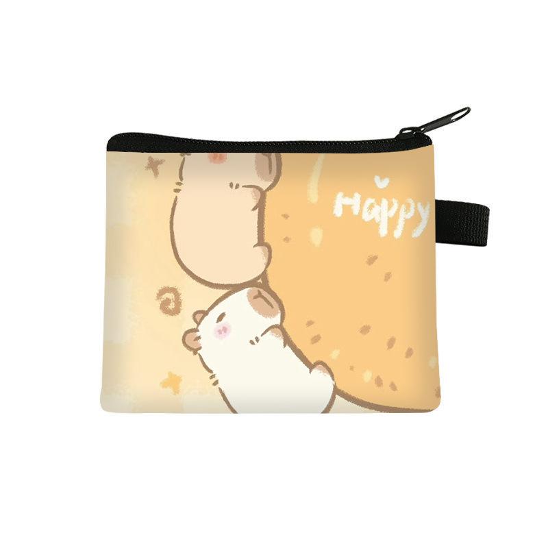 2024 Capibala coin purse, children's student printed polyester card bag, simple and fashionable headphone bag, storage bag 1