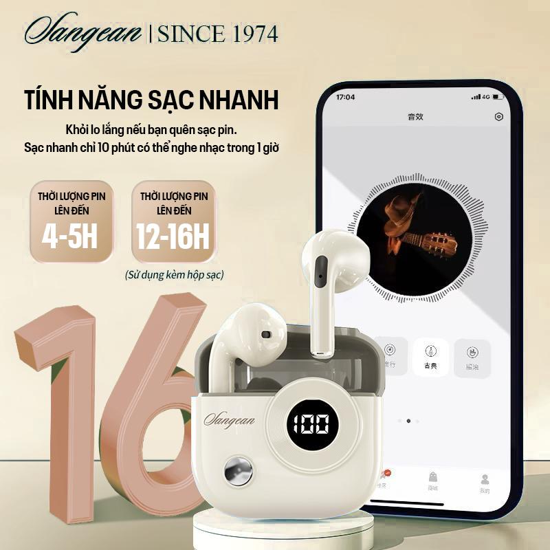 tai nghe Bluetooth Không Dây Sangean A01 Thiết Kế Thời Trang Hiện Đại Thoải Mái Khi Đeo Chống Bụi Chống Thấm Nước Giảm Tiếng Ồn Chủ Động Bluetooth 5.4 Pin Trâu - Phù Hợp Cho Cả Android & IOS