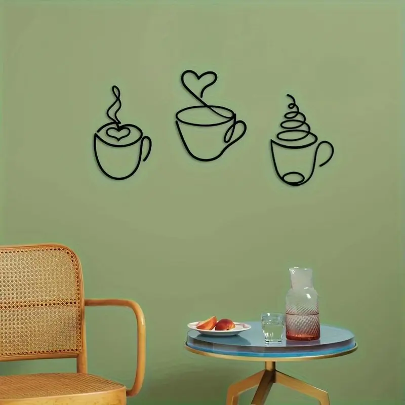 Coffee Cup Metal-Wall Art Set, Stylish Wall Hanging Decor for Kitchen and Home, Multipurpose, No Text, Easy Mounting, Poster 2