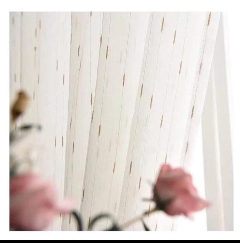 Rèm VOAN trắng lụa đính hoa văn HẠT MƯA VÀNG, rèm cửa sổ Loại 1, vải trang trí decor phòng , RÈM SPA