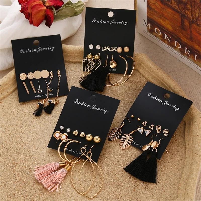 Product Introduction of XU YI 40Pcs/set Stud Earings for Women Set Hoop Earrings Twist Tassel Accessories Jewelry 7