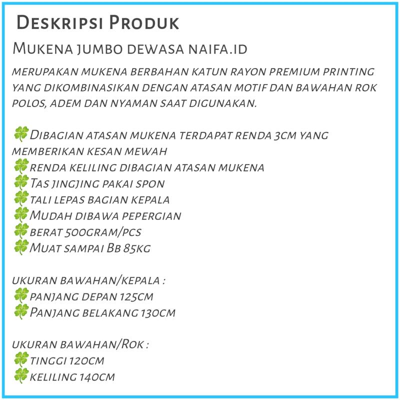 Product Introduction of Mukena Rayon Dewasa Jumbo Motif Alina Free Tas Full Renda (Kerut Kening) 1