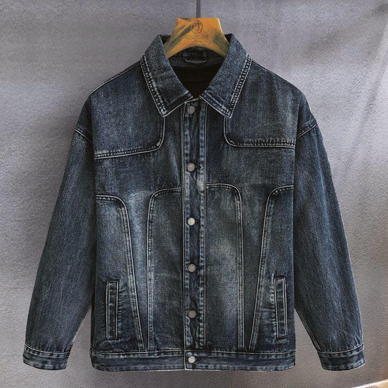Áo Khoác Denim Nam, Thương Hiệu Thời Trang Châu Âu Và Mỹ Mùa Xuân Và Mùa Thu, Phong Cách Hàn Quốc, Ôm Sát, Áo Khoác Đi Xe Máy Haulage Thời Trang Ngầu Cổ Điển Mỹ, Dành Cho Nam Giới 4
