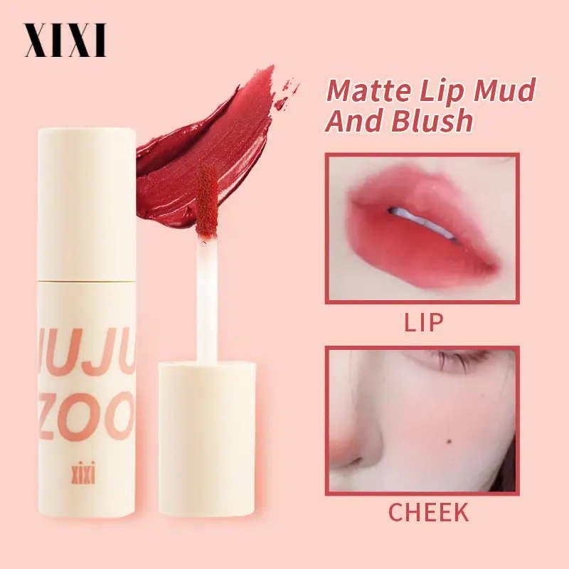 XIXI Velvet Matte Lip Mud Lipstick Lip And Cheek Dual-use Waterproof High Pigment Long Lasting Liquid Lip Gloss 9 Colors Makeup Smooth Powder Cosmetic Glossy Lip Care lipstain Moisturize
