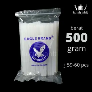 (500 gram) Isi lem tembak lem lilin Lem bakar kecil 500 gram 0,5 kg kiloan setengah kilo eagle brand taiwan ukuran diameter 7mm panjang 20 cm bening hot melt glue stick glue gun refill refil isi ulang Plastic 0.5 kilogram