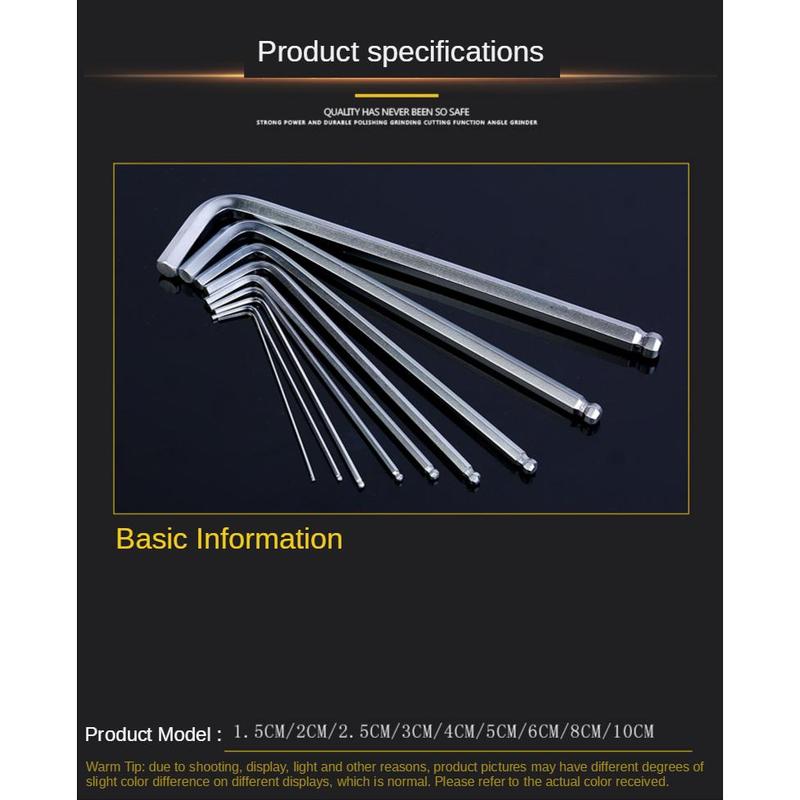 9 PCS Hex Key Wrench Set Hex Key Allen Wrench Set Allen Key L Handle Ball Head Long Arm CR-V Hex Key Allen Wrench Spanner Wrenches Set Repair Hand Tools Kit Muliti-purpose Tool For Car Automobile Motorcycle Bicycle Multifunctional Set Repair Device 1