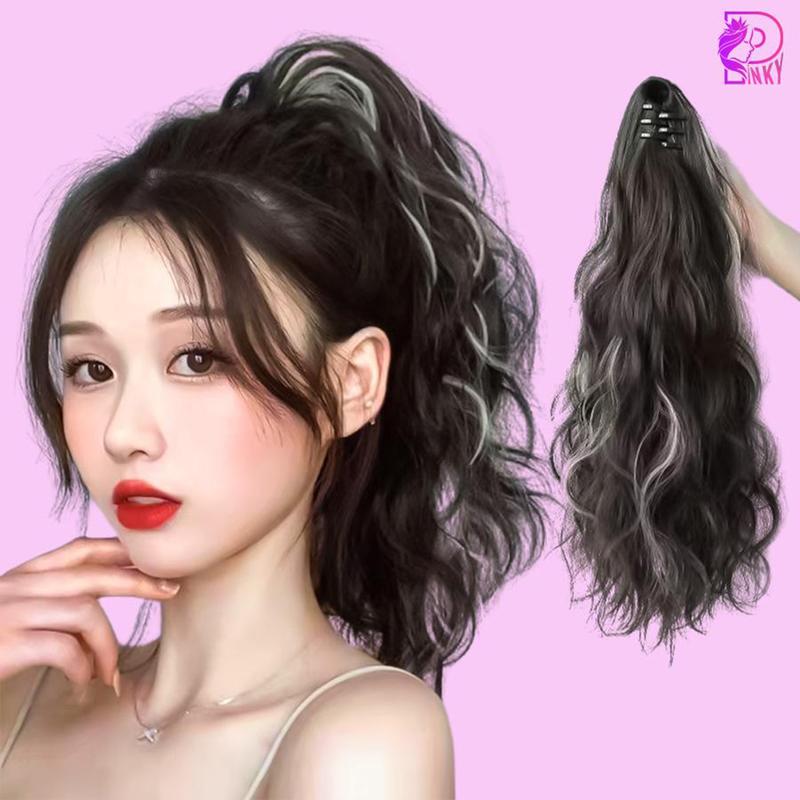 Tóc ngoạm xoăn xù light PINKY , Tóc đuôi ngựa xoăn nhẹ kèm light dài 35 - 40 cm Women Wig tócgiả củapangbowen
