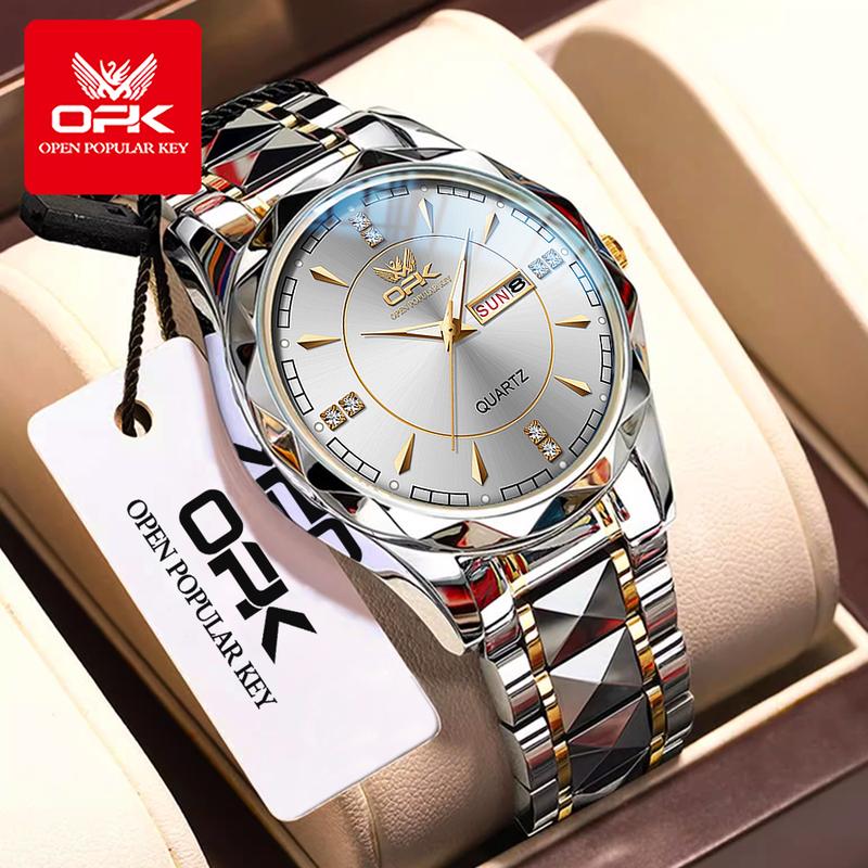 OPK Đồng hồ nam dây thép không thấm nước Đeo Tay Thời trang việc kinh doanh Watch 8151