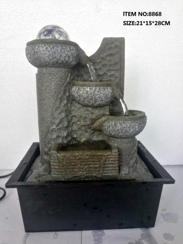 Thác nước phong thuỷ cối đá hiện đại phong cách Châu Âu 3 tầng có kèm bi và bơm đèn led