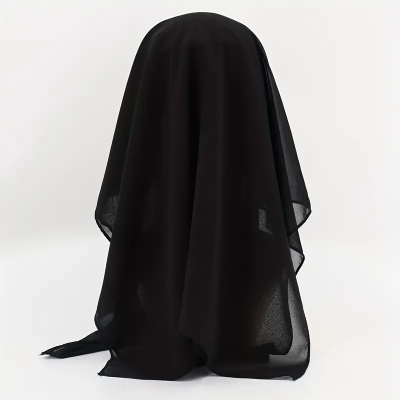 Black Chiffon Saudi Niqab Thin Breathable Face Veil Middle East Ladies Simple Sunscreen Face Cover 2