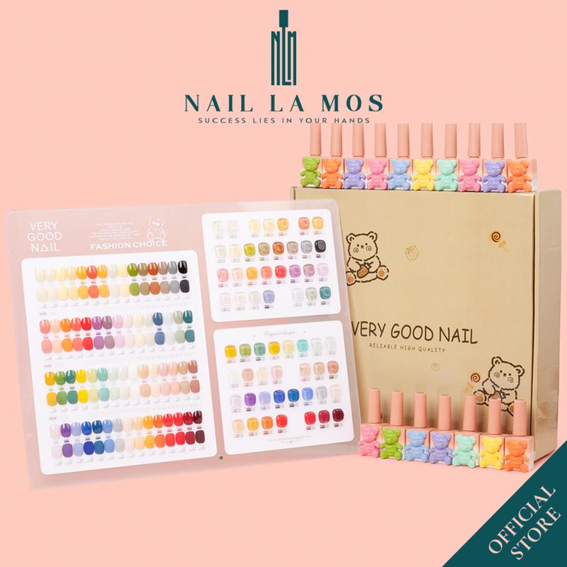Set sơn gel Very Good Nail 60 màu - Bộ sơn hình gấu tone Hàn (kèm bảng màu mica + 1 cặp Base Top)