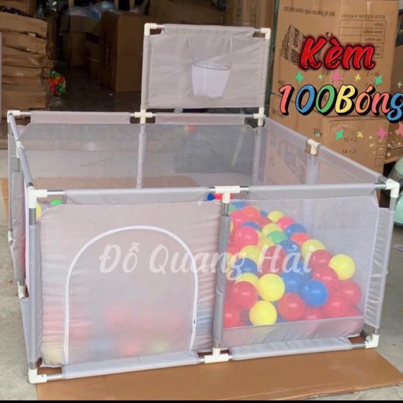 Kèm 100 bóng, Quây Bóng Hình Vuông có Giỏ Bóng Rổ, Khung Inox cho Bé chơi. Đồ Chơi